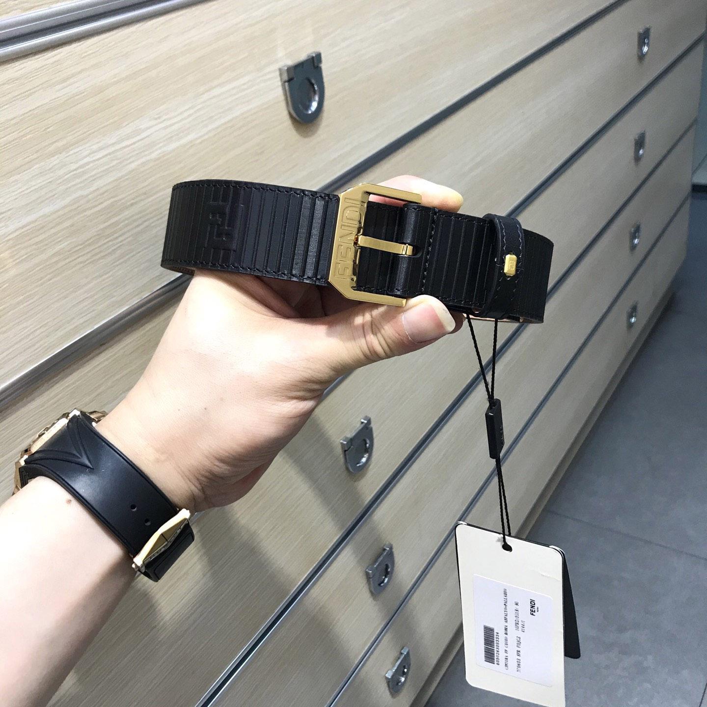 Fendi Black Leather Belt - FashionPlug