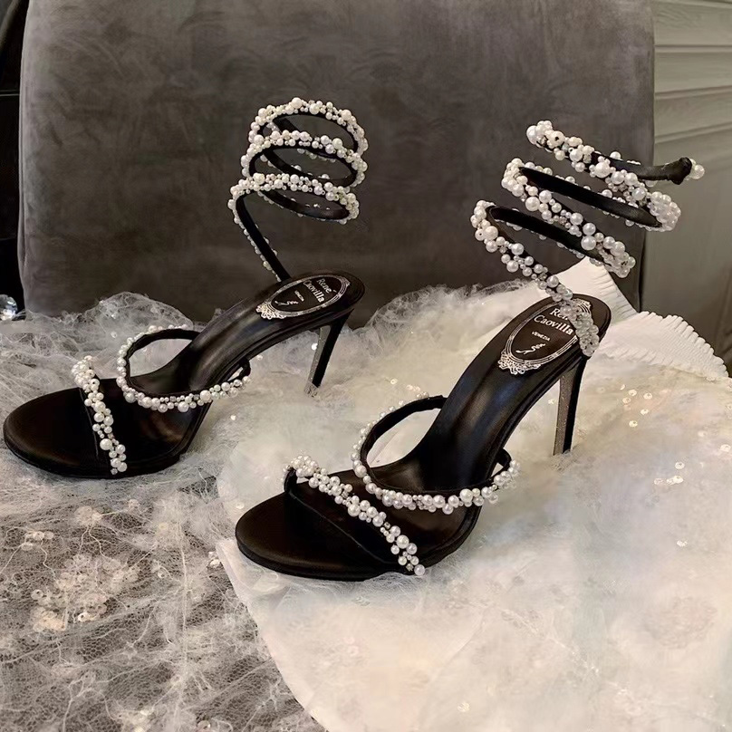 Rene Caovilla Stiletto Heel Sandals - FashionPlug