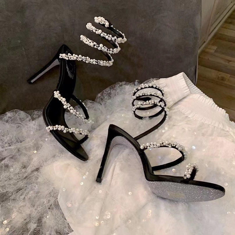 Rene Caovilla Stiletto Heel Sandals - FashionPlug