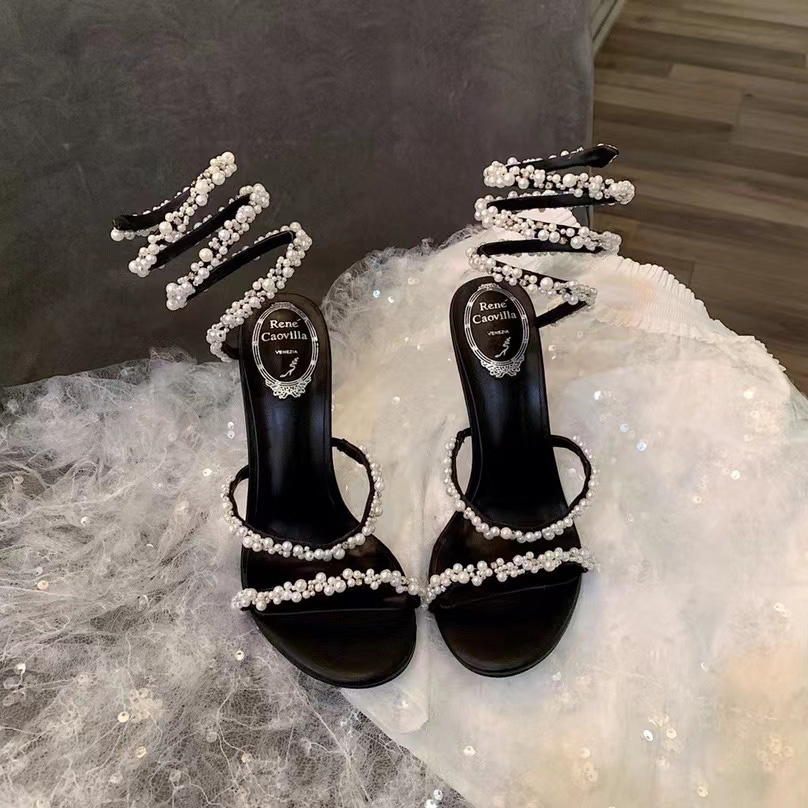 Rene Caovilla Stiletto Heel Sandals - FashionPlug