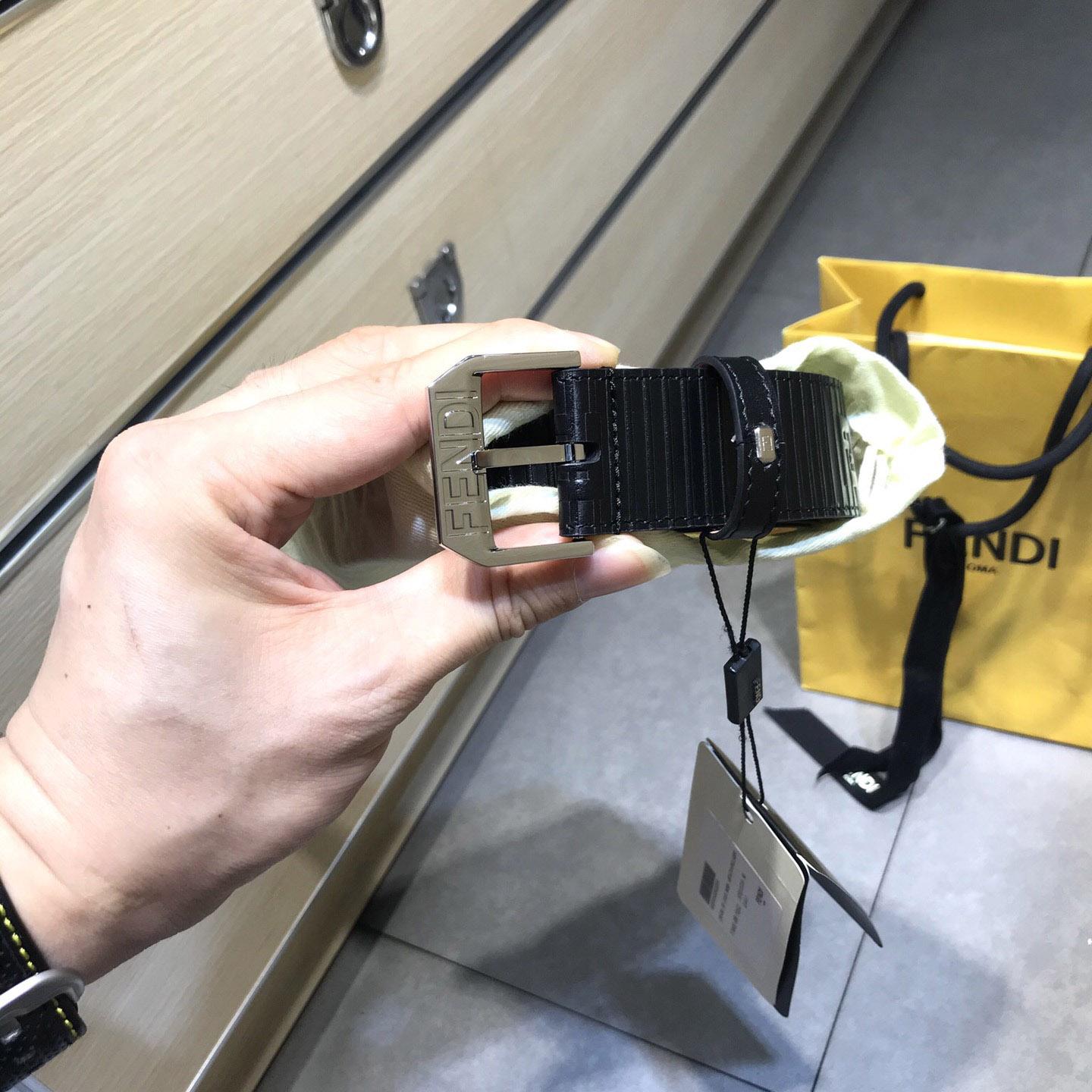 Fendi Black Leather Belt - FashionPlug