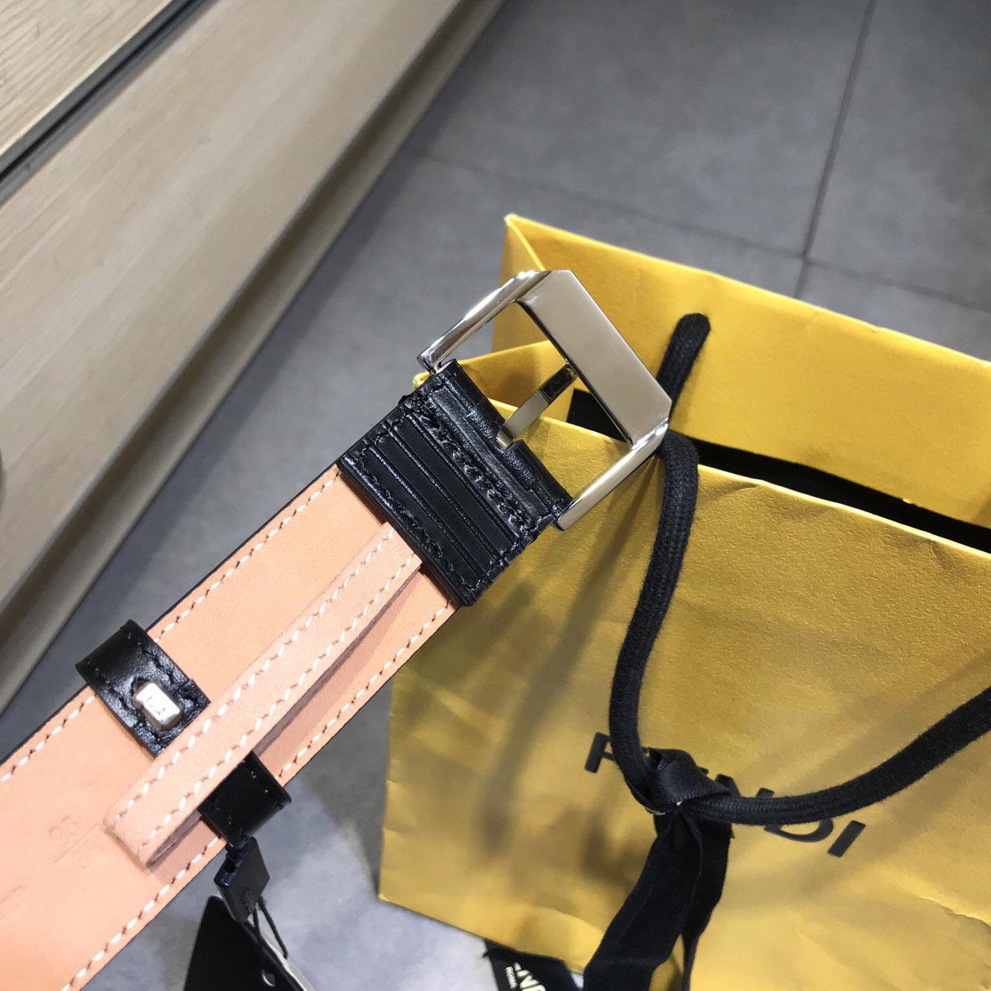 Fendi Black Leather Belt - FashionPlug