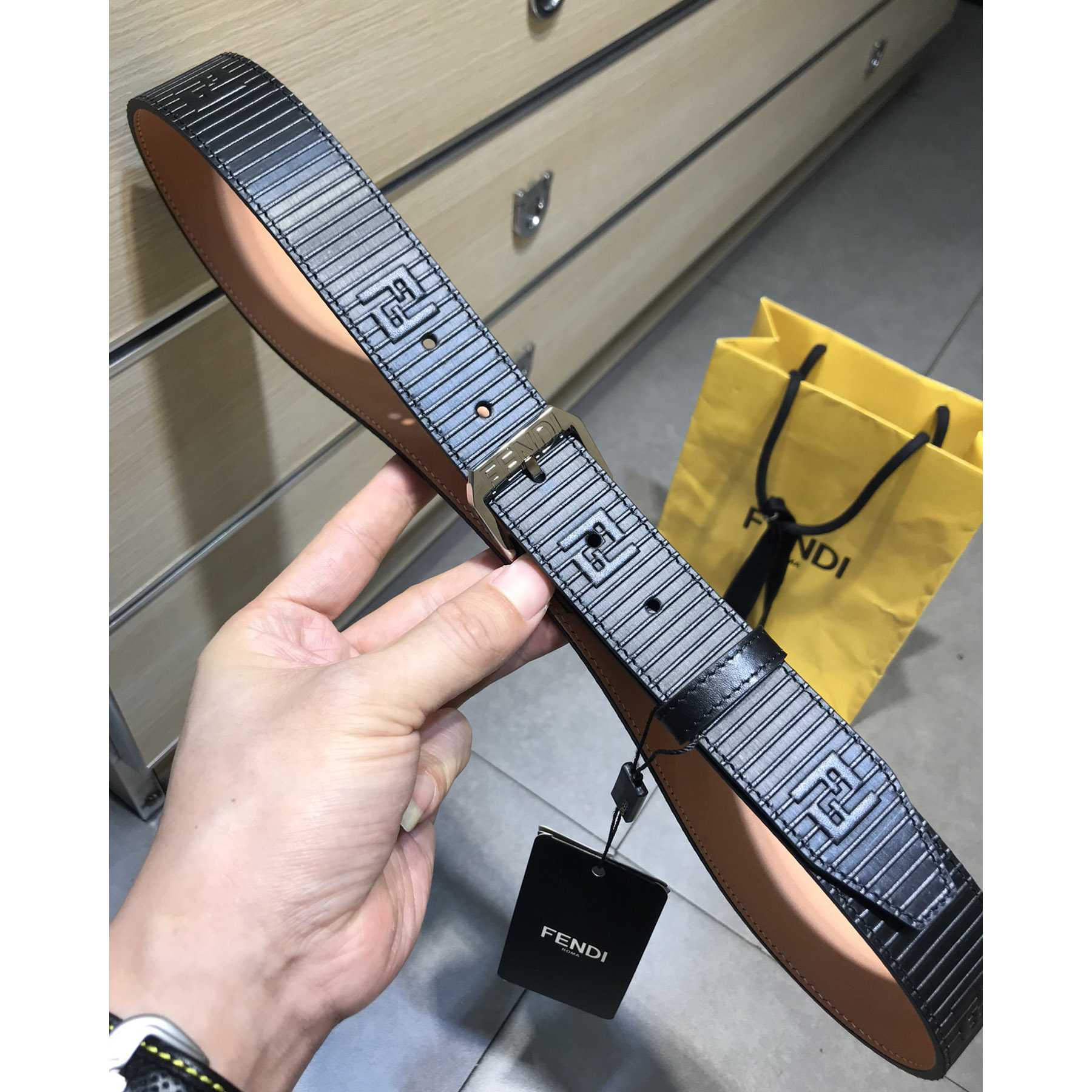 Fendi Black Leather Belt - FashionPlug