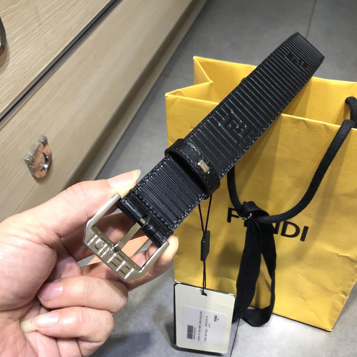 Fendi Black Leather Belt - FashionPlug