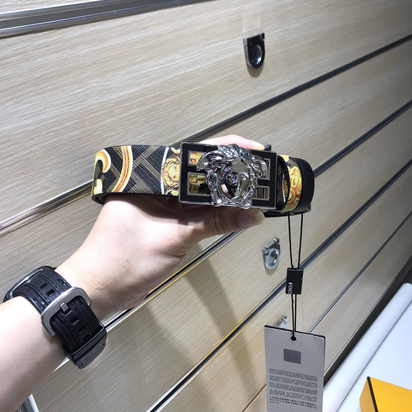 Versace Fendace Baroque Reversible Belt - FashionPlug