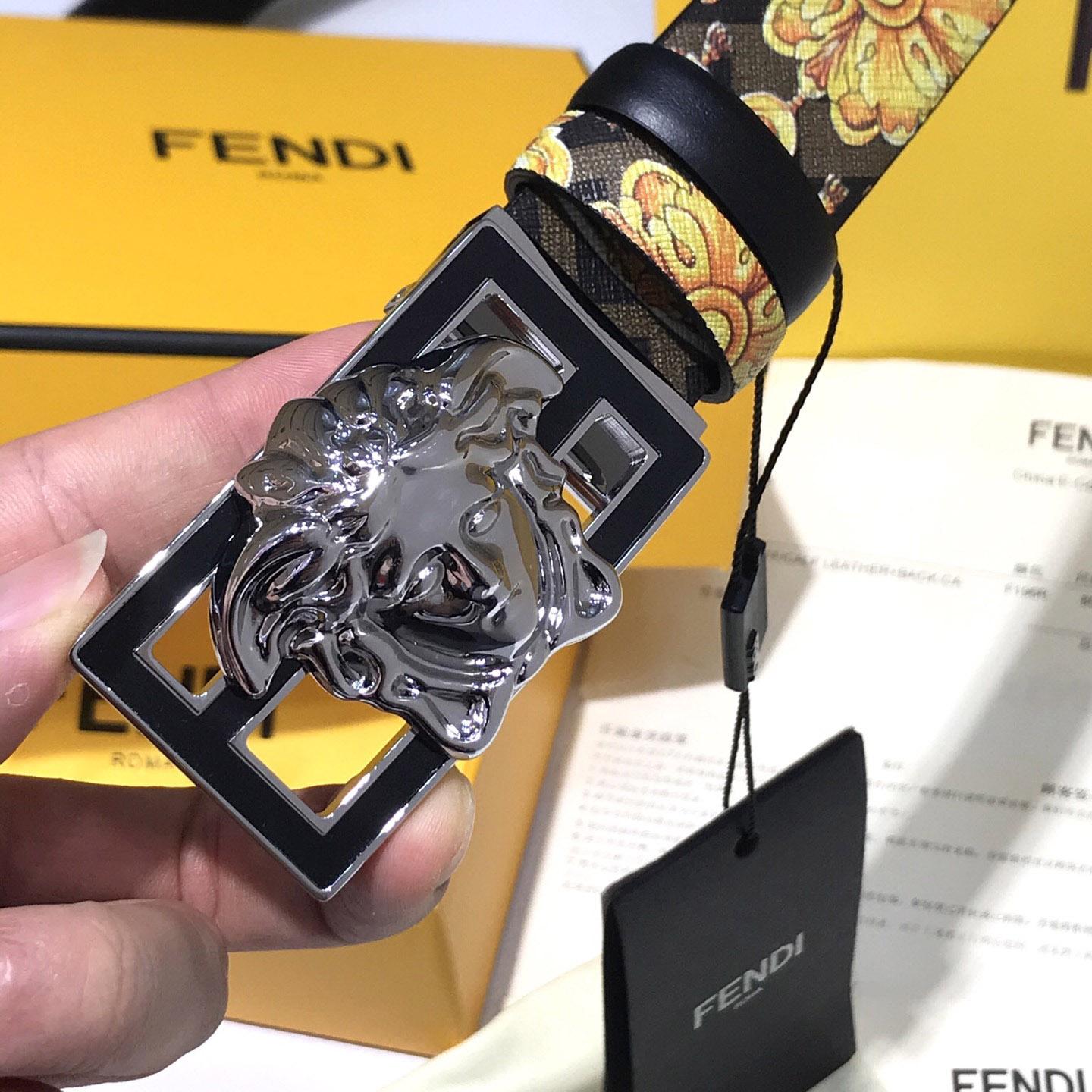 Versace Fendace Baroque Reversible Belt - FashionPlug