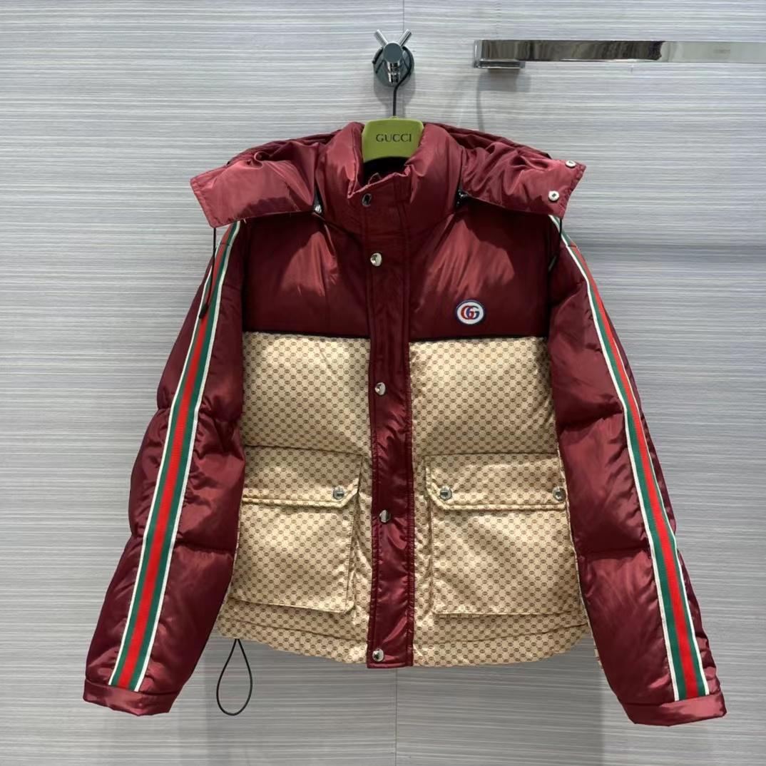 Gucci Jumbo GG Canvas Down Jacket - FashionPlug
