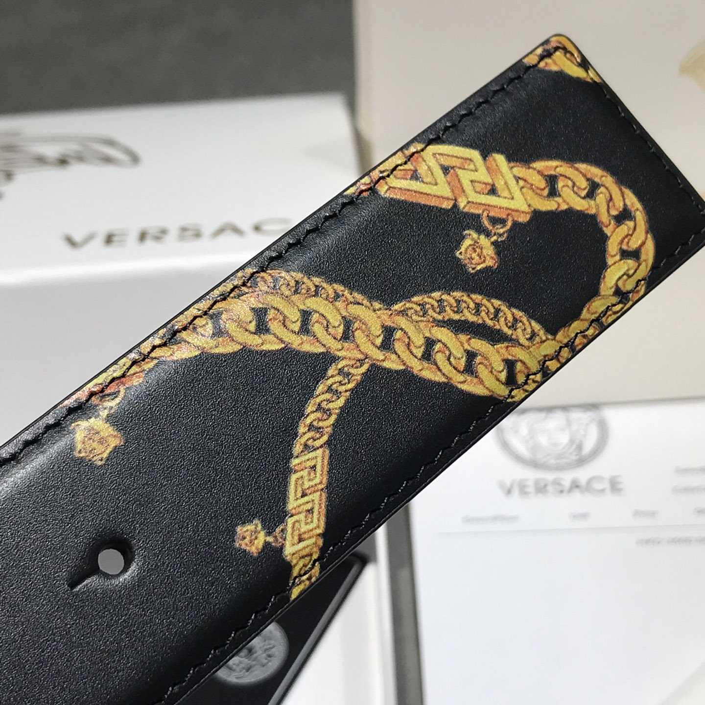 Versace Barocco Reversible Leather Belt  - FashionPlug