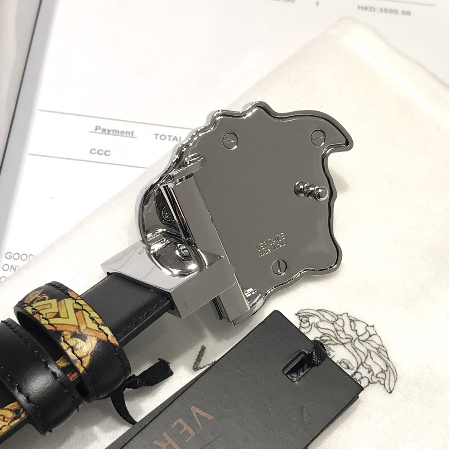 Versace Barocco Reversible Leather Belt  - FashionPlug