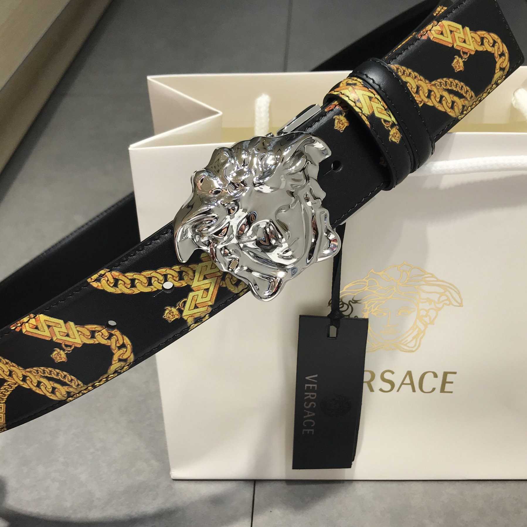 Versace Barocco Reversible Leather Belt  - FashionPlug