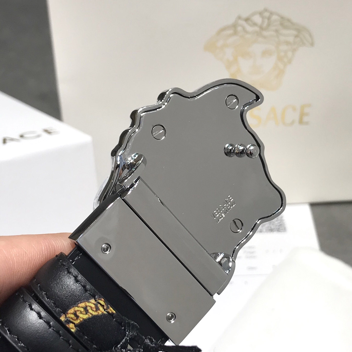 Versace Barocco Reversible Leather Belt  - FashionPlug