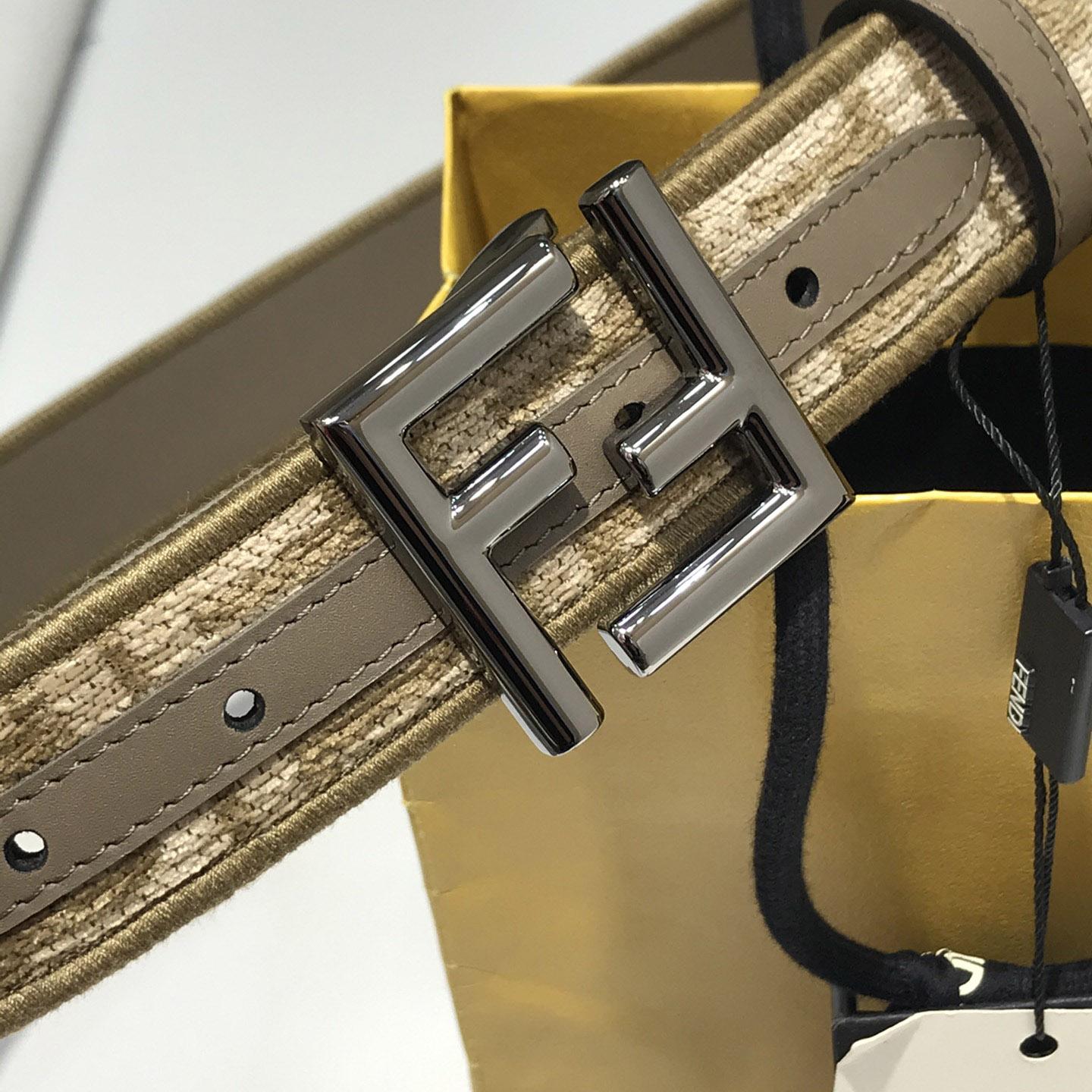 Fendi FF Jacquard Fabric Belt - FashionPlug