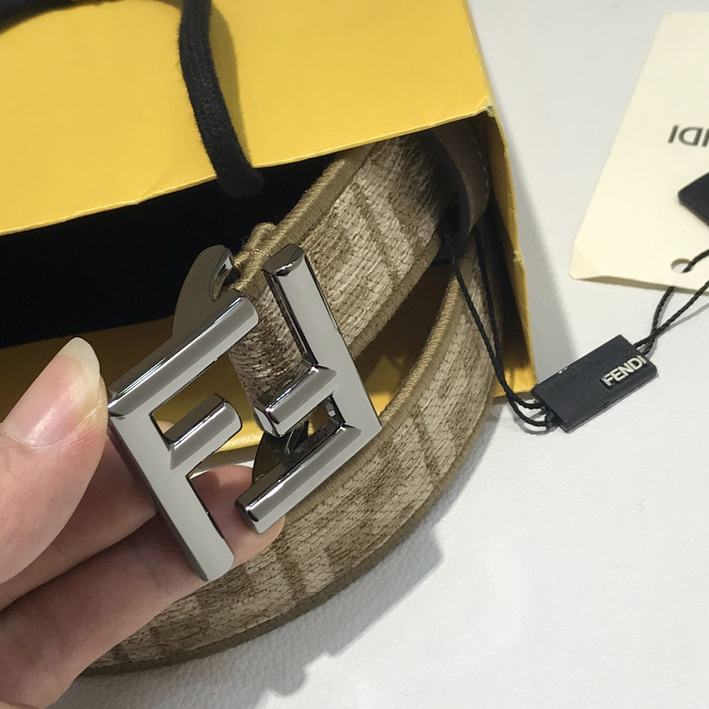Fendi FF Jacquard Fabric Belt - FashionPlug