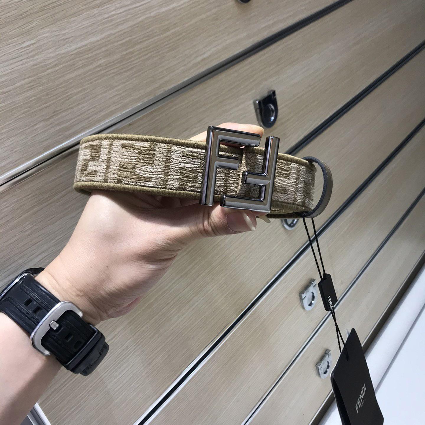 Fendi FF Jacquard Fabric Belt - FashionPlug