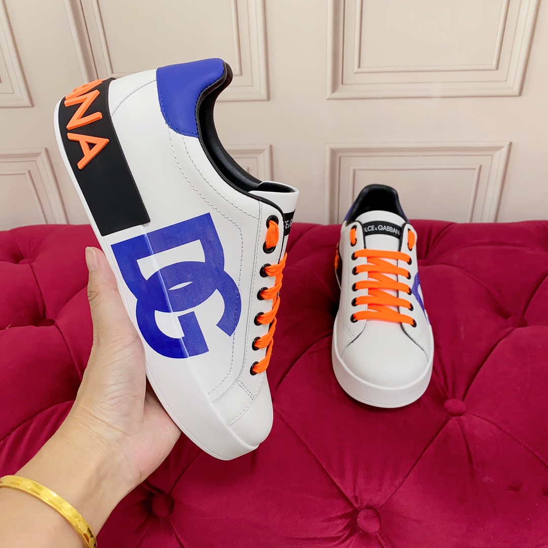 Dolce & Gabbana Portofino Leather Logo Low-Top Sneakers - FashionPlug