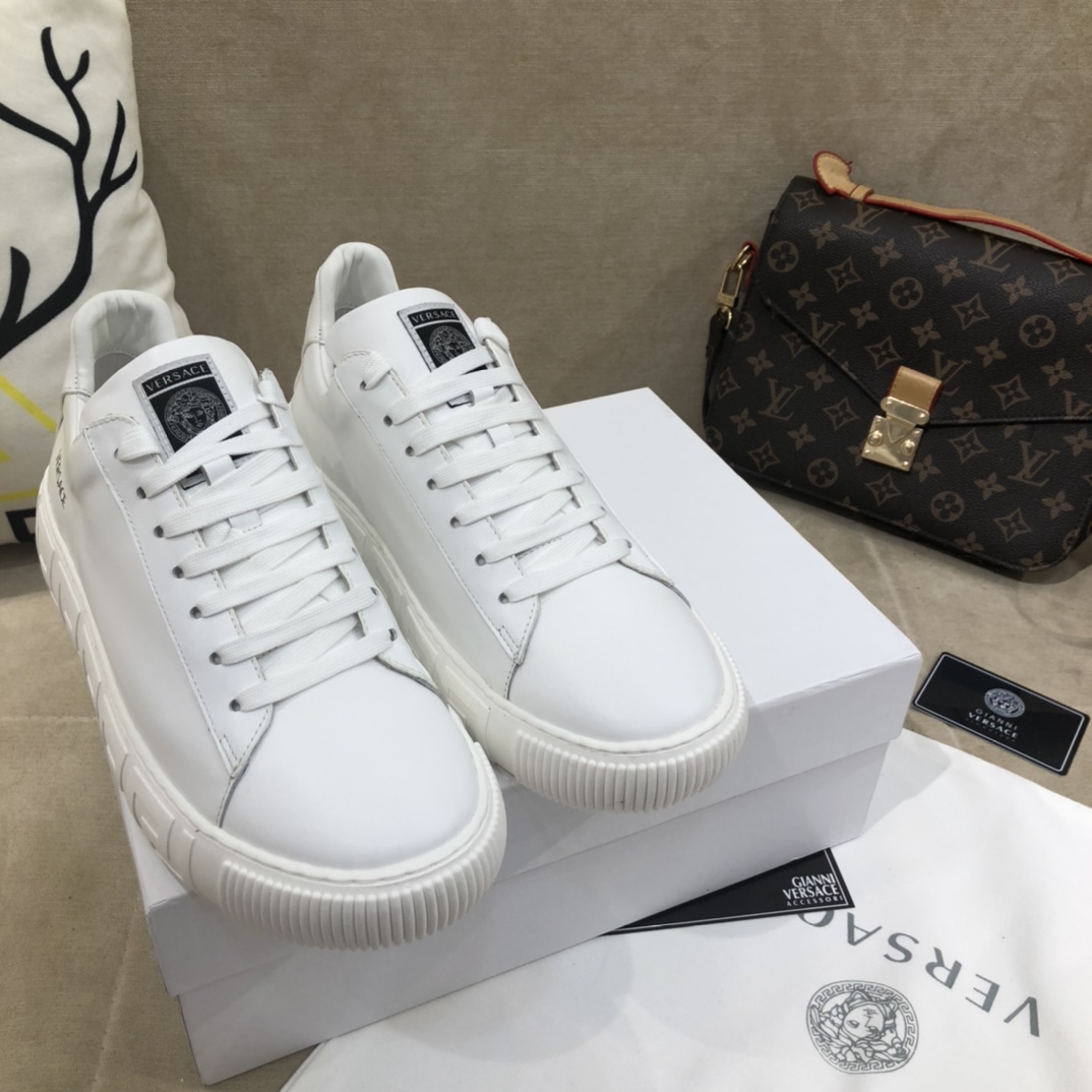 Versace La Greca Lace-Up Sneakers - FashionPlug