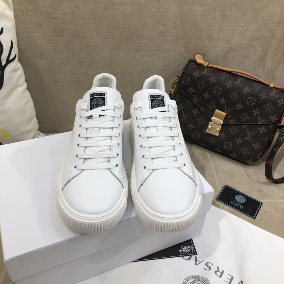 Versace La Greca Lace-Up Sneakers - FashionPlug
