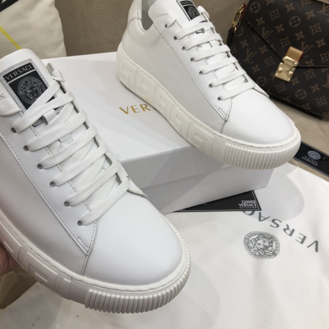 Versace La Greca Lace-Up Sneakers - FashionPlug
