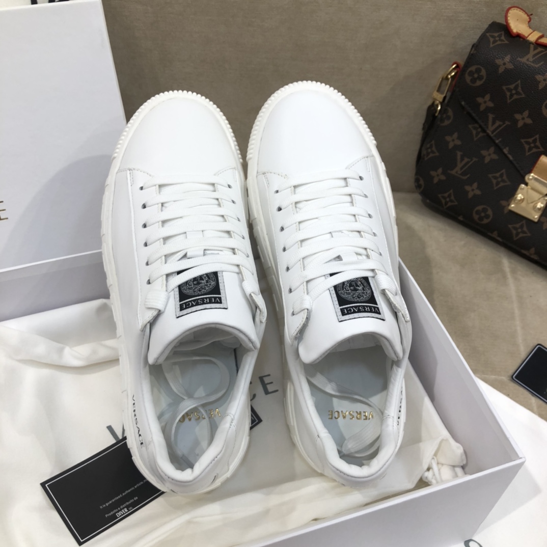 Versace La Greca Lace-Up Sneakers - FashionPlug
