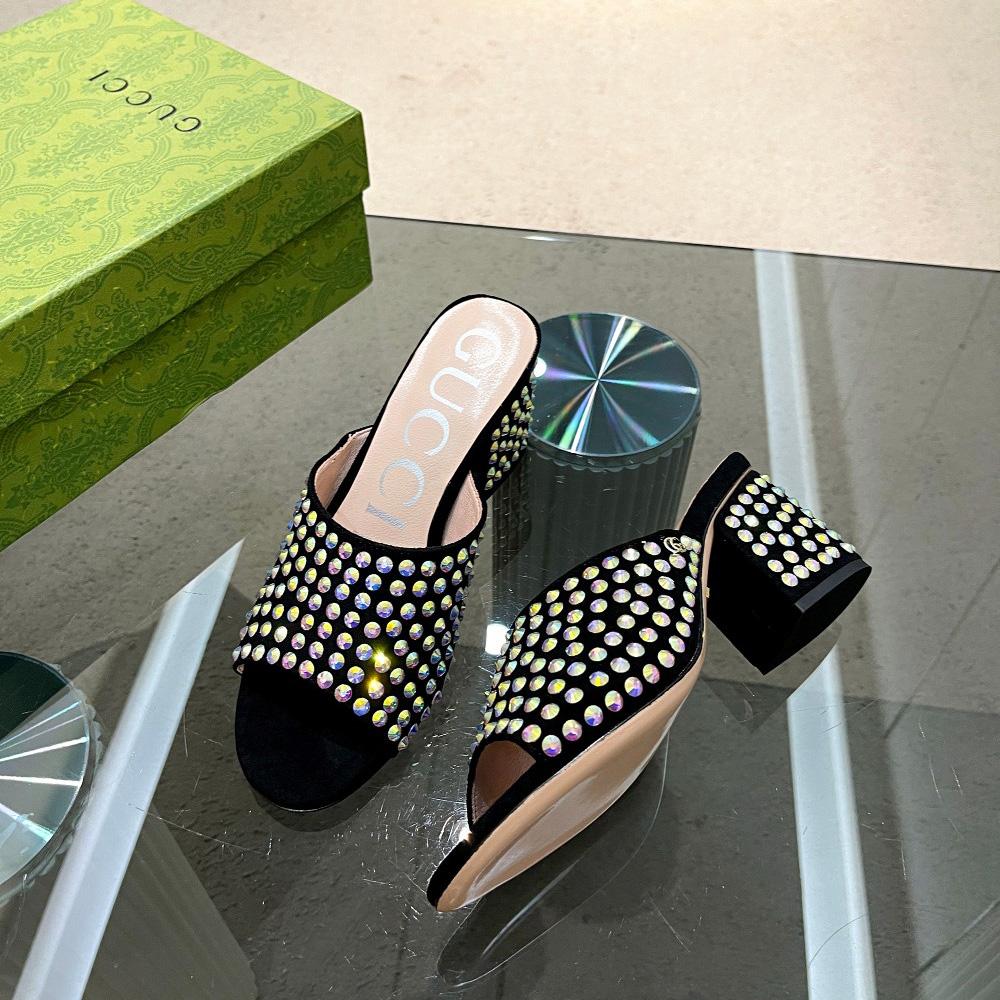 Gucci Women's Slide Sandal With Crystals - FashionPlug