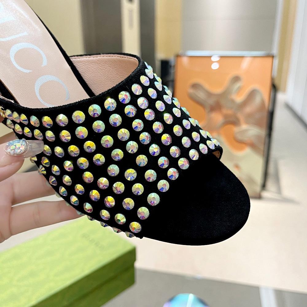 Gucci Women's Slide Sandal With Crystals - FashionPlug