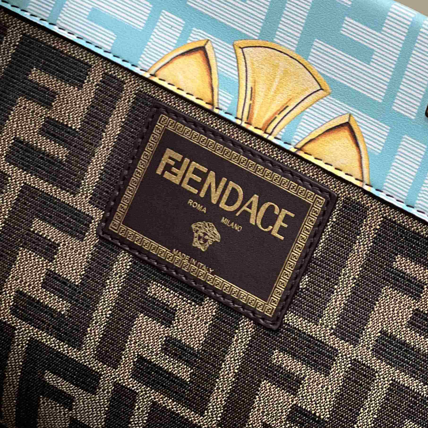 Versace x Fendi Sunshine Fendace Leather Shopper(36-13-32cm) - FashionPlug