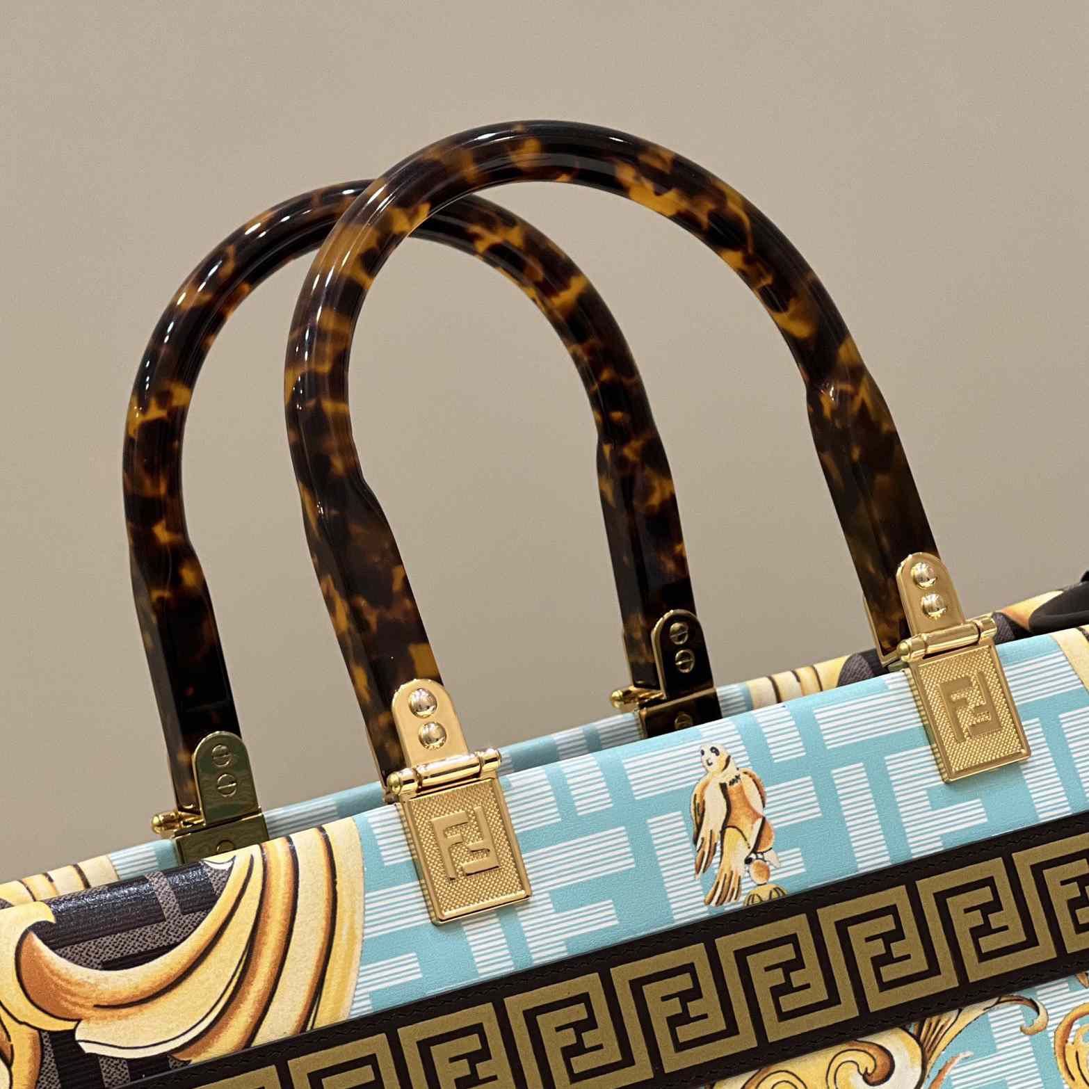 Versace x Fendi Sunshine Fendace Leather Shopper(36-13-32cm) - FashionPlug