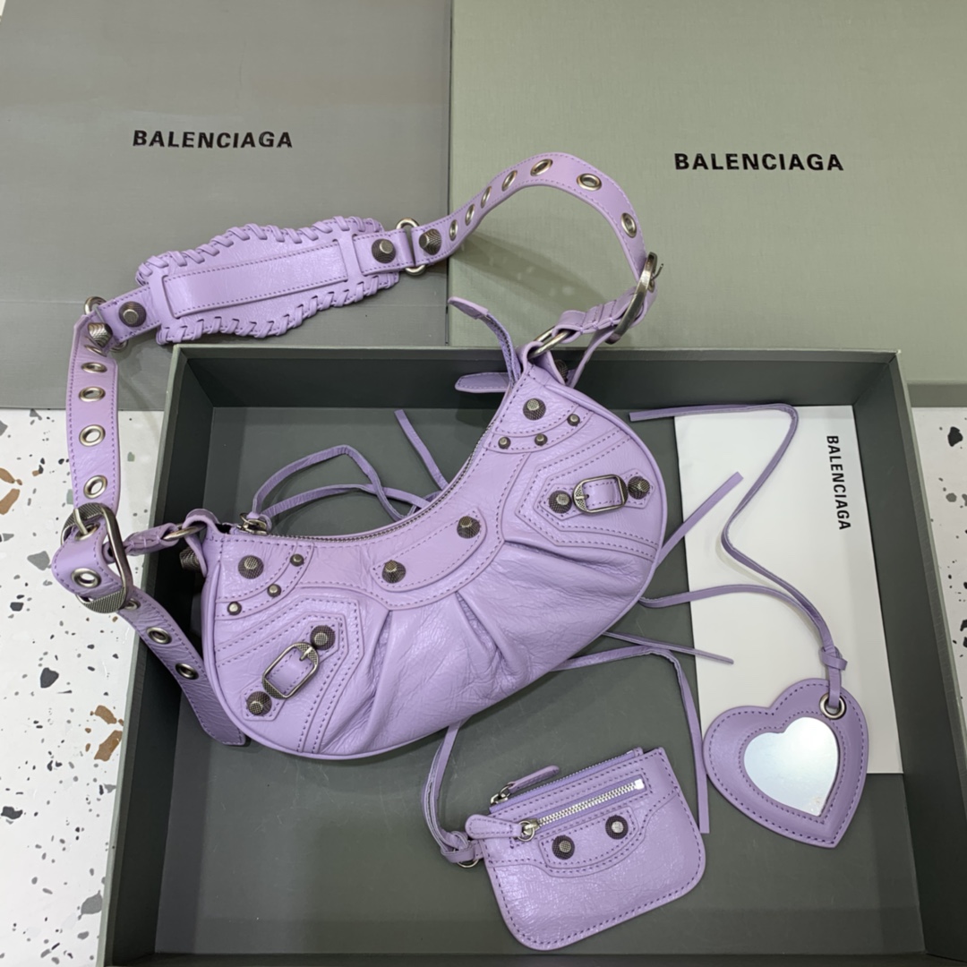 Balenciaga Le Cagole XS Shoulder Bag In purple (26-12-6cm) - FashionPlug