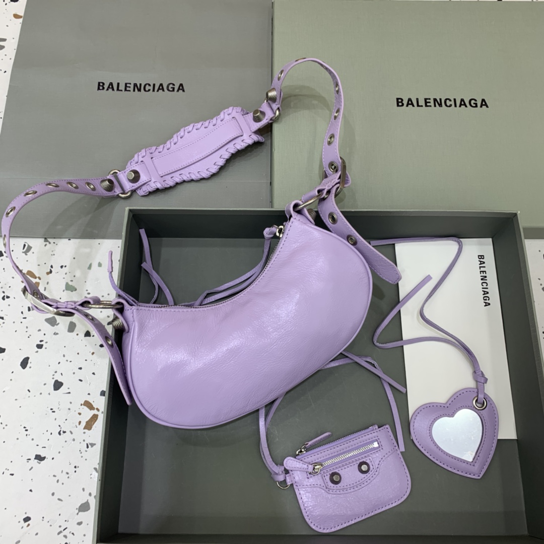 Balenciaga Le Cagole XS Shoulder Bag In purple (26-12-6cm) - FashionPlug