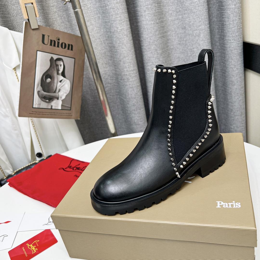 Christian Louboutin Out Lina Spike Lug Boot  - FashionPlug