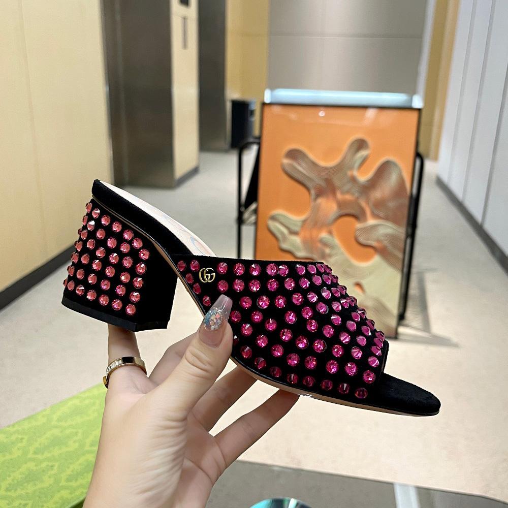 Gucci Women's Slide Sandal With Crystals - FashionPlug