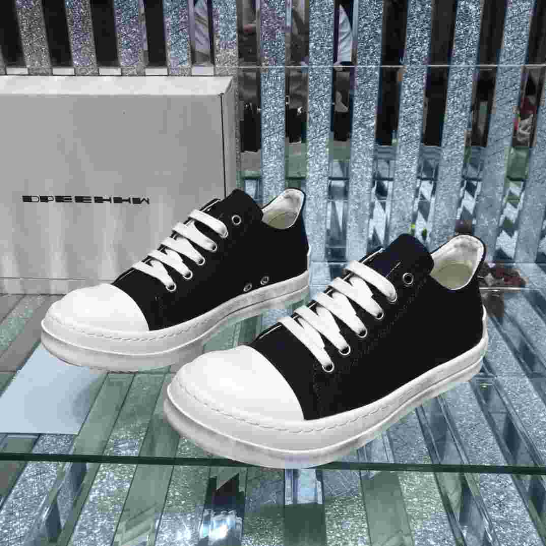 Rick Owens Low-Top Canvas Sneakers - FashionPlug