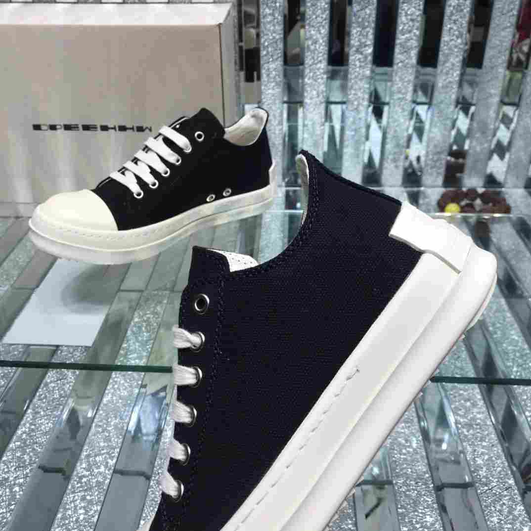 Rick Owens Low-Top Canvas Sneakers - FashionPlug