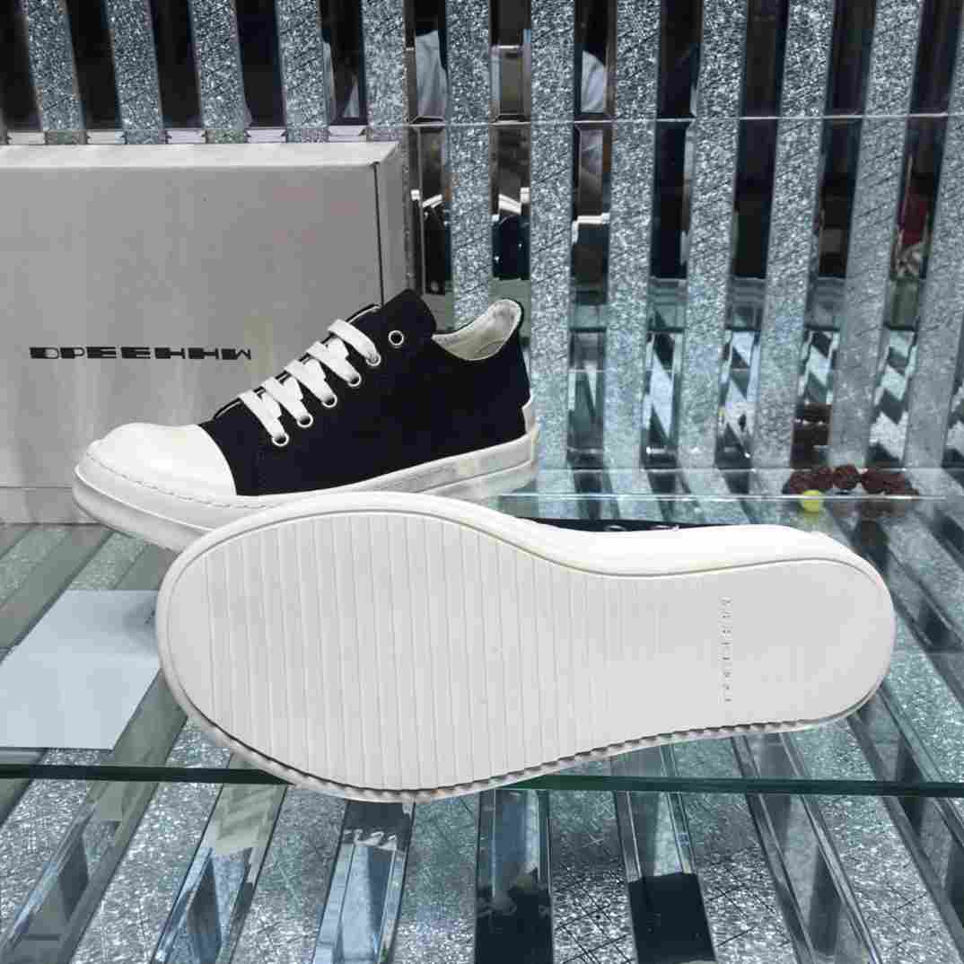 Rick Owens Low-Top Canvas Sneakers - FashionPlug
