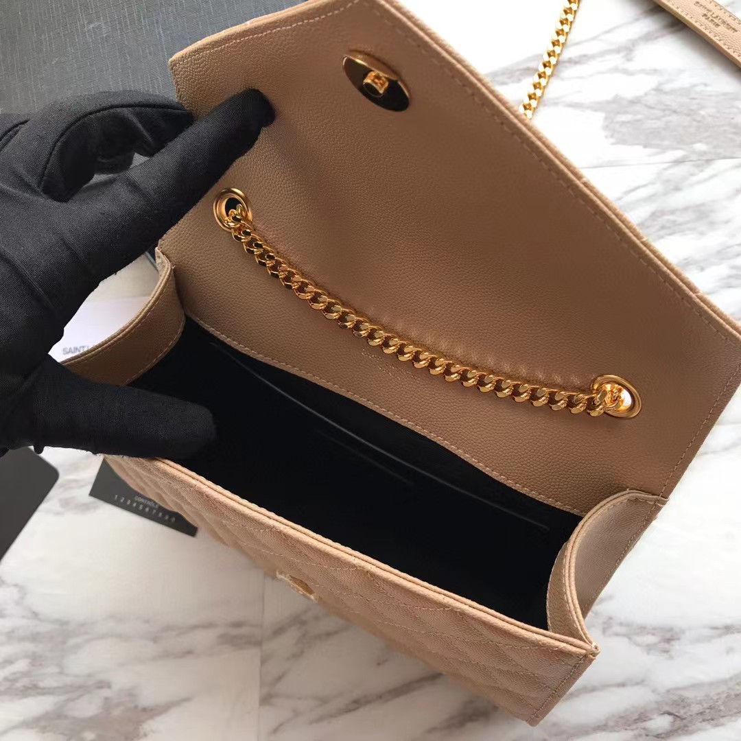 Saint Laurent Envelope Small Bag In Mix Matelasse Grain De Poudre Embossed Leather(21-13-6cm) - FashionPlug
