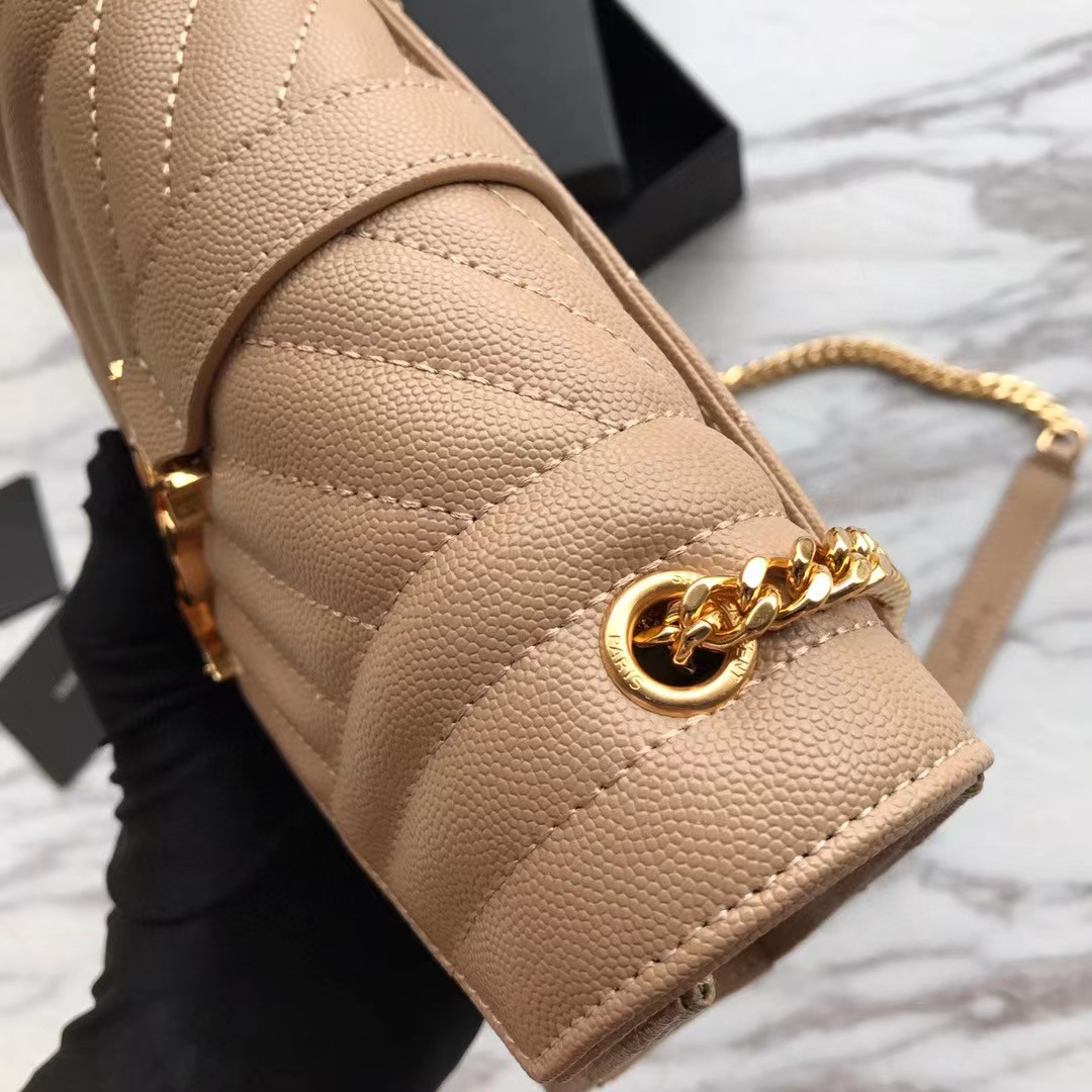 Saint Laurent Envelope Small Bag In Mix Matelasse Grain De Poudre Embossed Leather(21-13-6cm) - FashionPlug