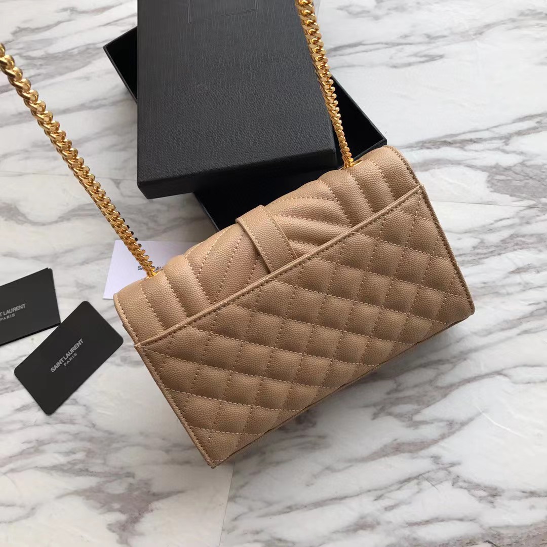 Saint Laurent Envelope Small Bag In Mix Matelasse Grain De Poudre Embossed Leather(21-13-6cm) - FashionPlug