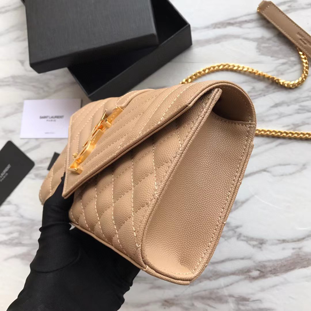 Saint Laurent Envelope Small Bag In Mix Matelasse Grain De Poudre Embossed Leather(21-13-6cm) - FashionPlug