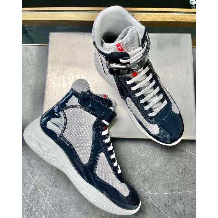 Prada America's Cup High 'Red Silver'Sneakers(upon uk size) - FashionPlug