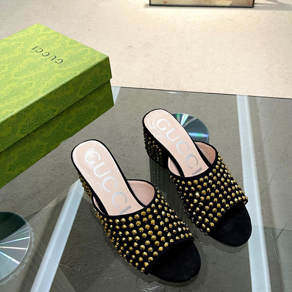 Gucci Women's Slide Sandal With Crystals - FashionPlug