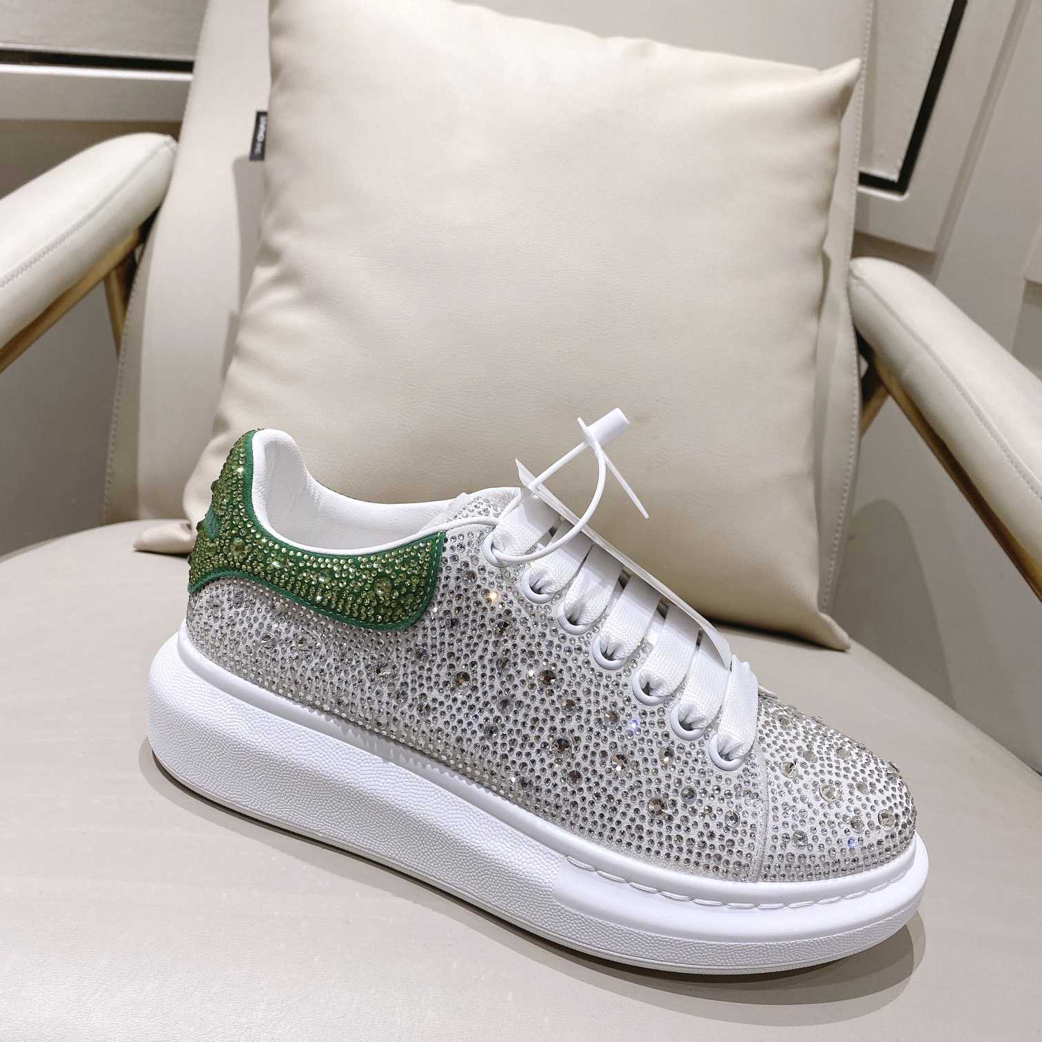 Alexander Mqueen Women's  Oversized Sneaker In White/Acid Green - FashionPlug