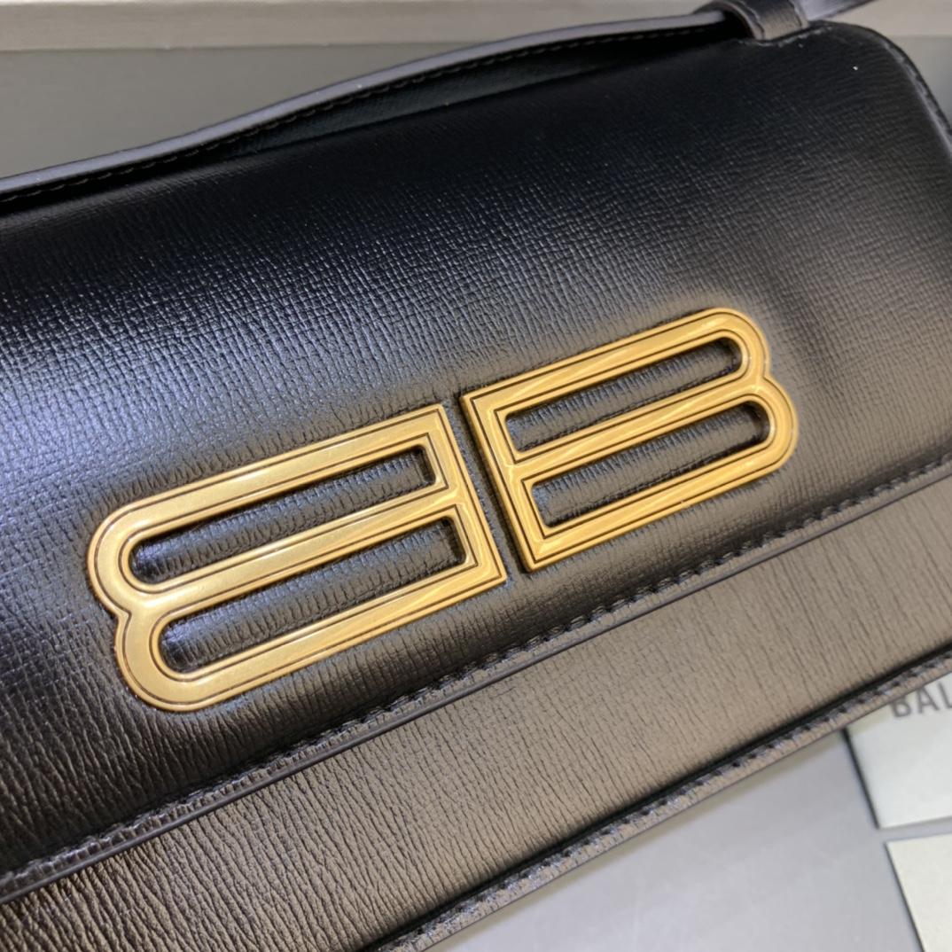 Balenciaga Women's Gossip Small Bag In Stripe Embossed Calfskin In Black(23.5-12.4-10.4cm) - FashionPlug