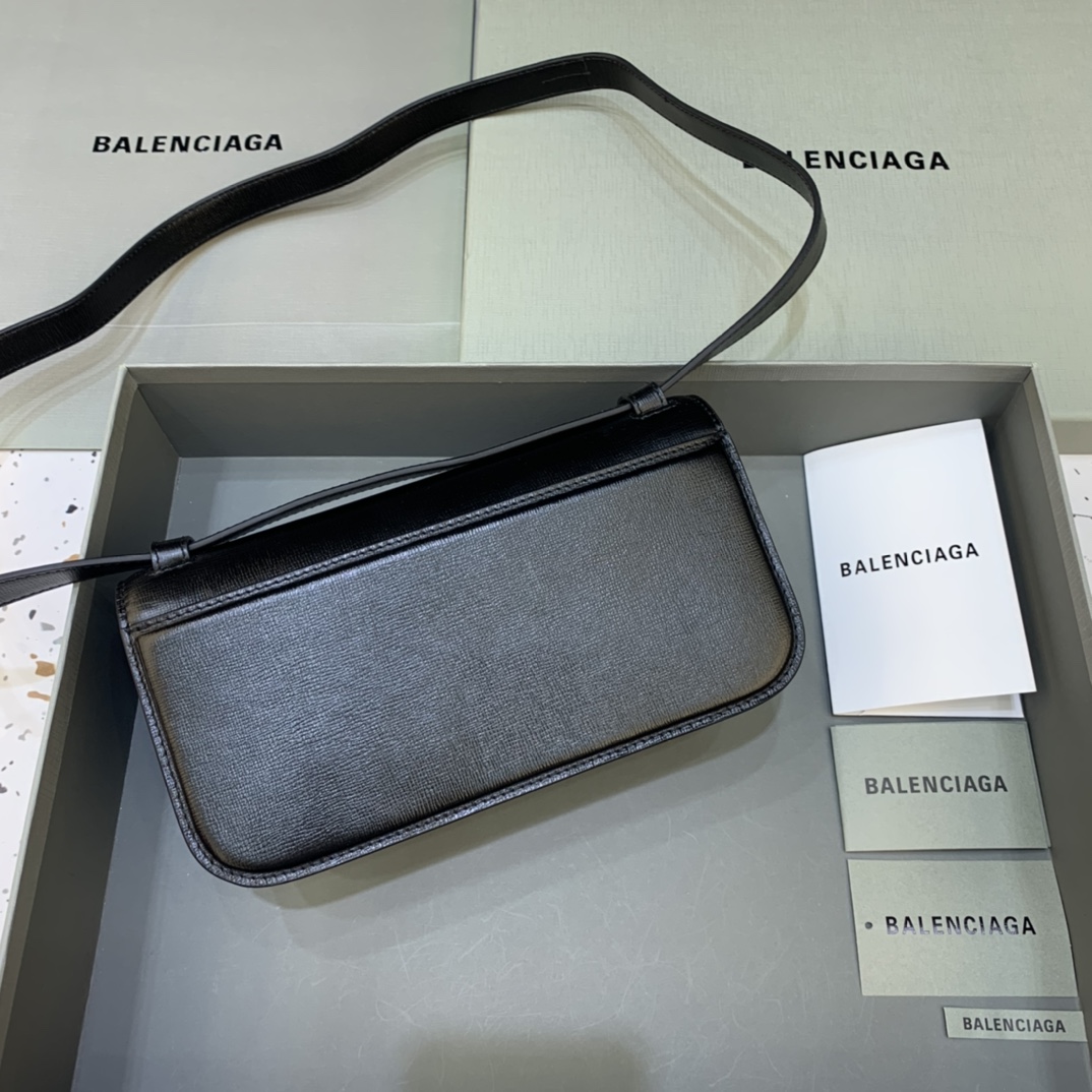 Balenciaga Women's Gossip Small Bag In Stripe Embossed Calfskin In Black(23.5-12.4-10.4cm) - FashionPlug