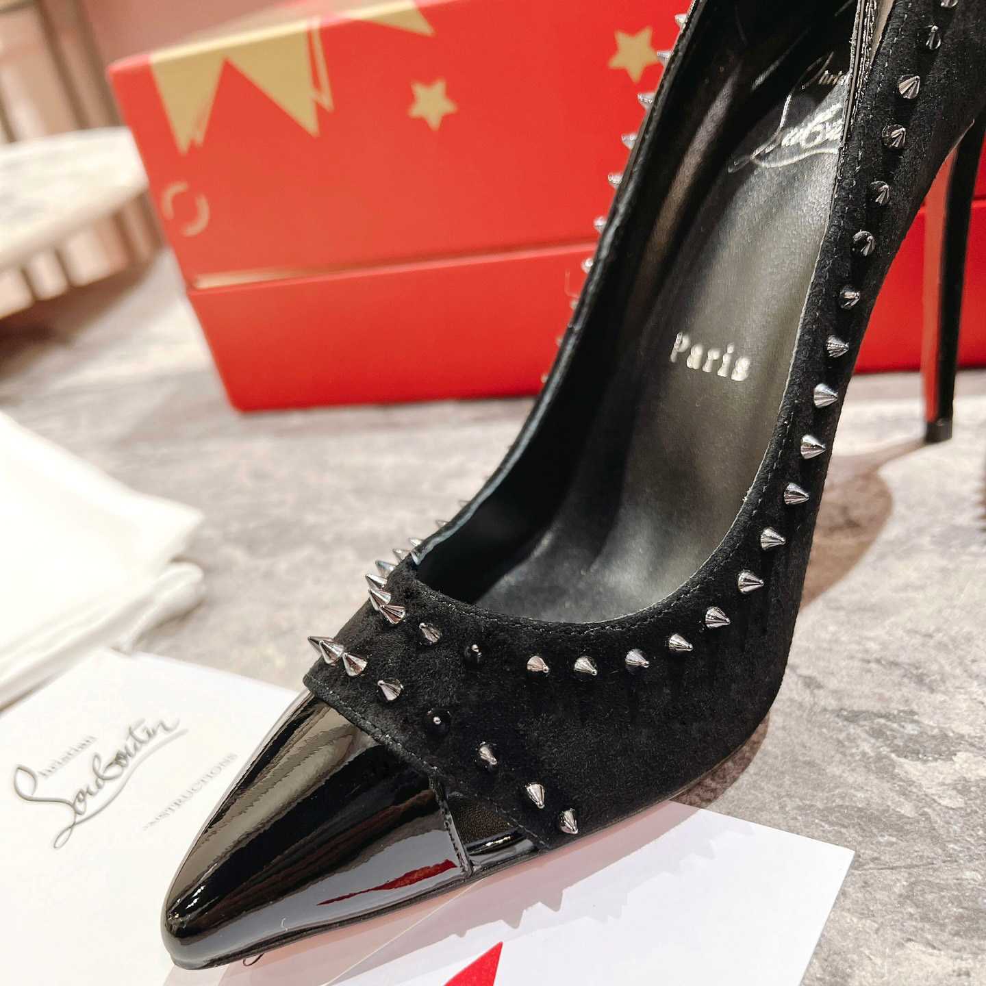 Christian Louboutin Duvette Spikes Pump   100mm - FashionPlug