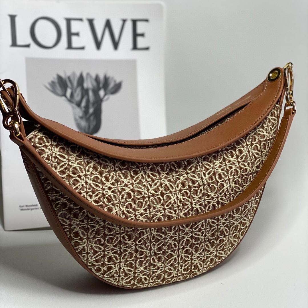 Loewe Small Loewe Luna Bag In Anagram Jacquard And Classic Calfskin(30-12-6cm) - FashionPlug