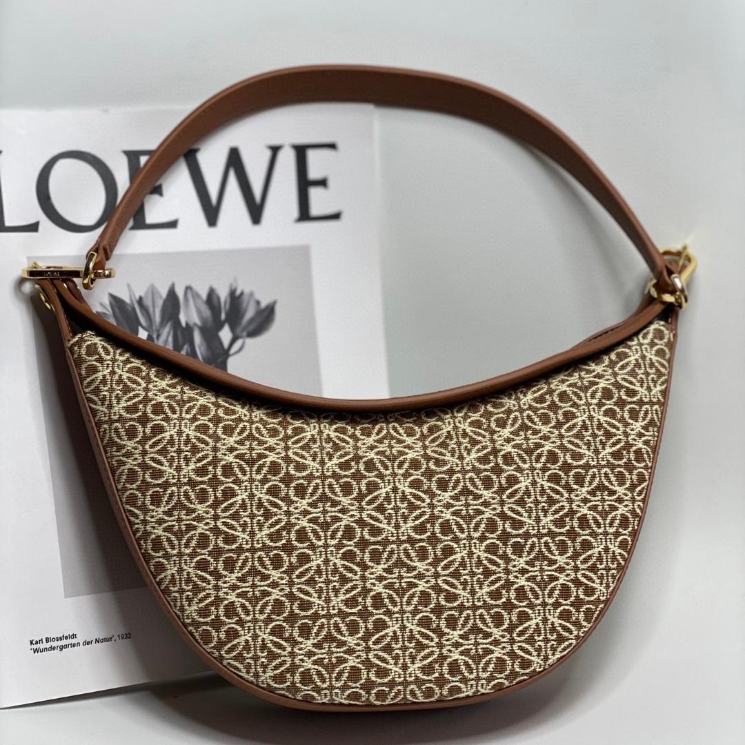 Loewe Small Loewe Luna Bag In Anagram Jacquard And Classic Calfskin(30-12-6cm) - FashionPlug