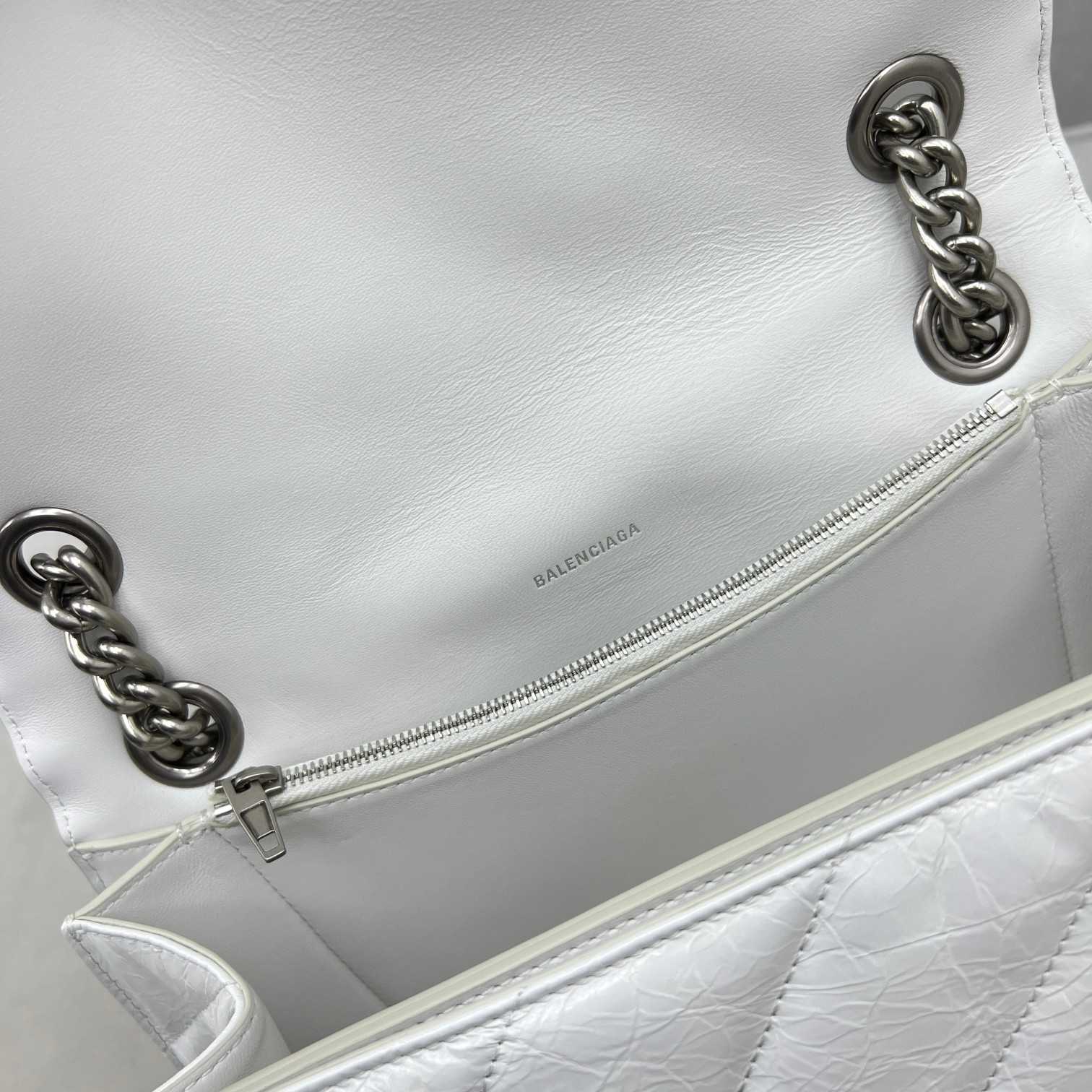 Balenciaga Women's Crush Medium Chain Bag Quilted In Optic White(31-20-12cm) - FashionPlug
