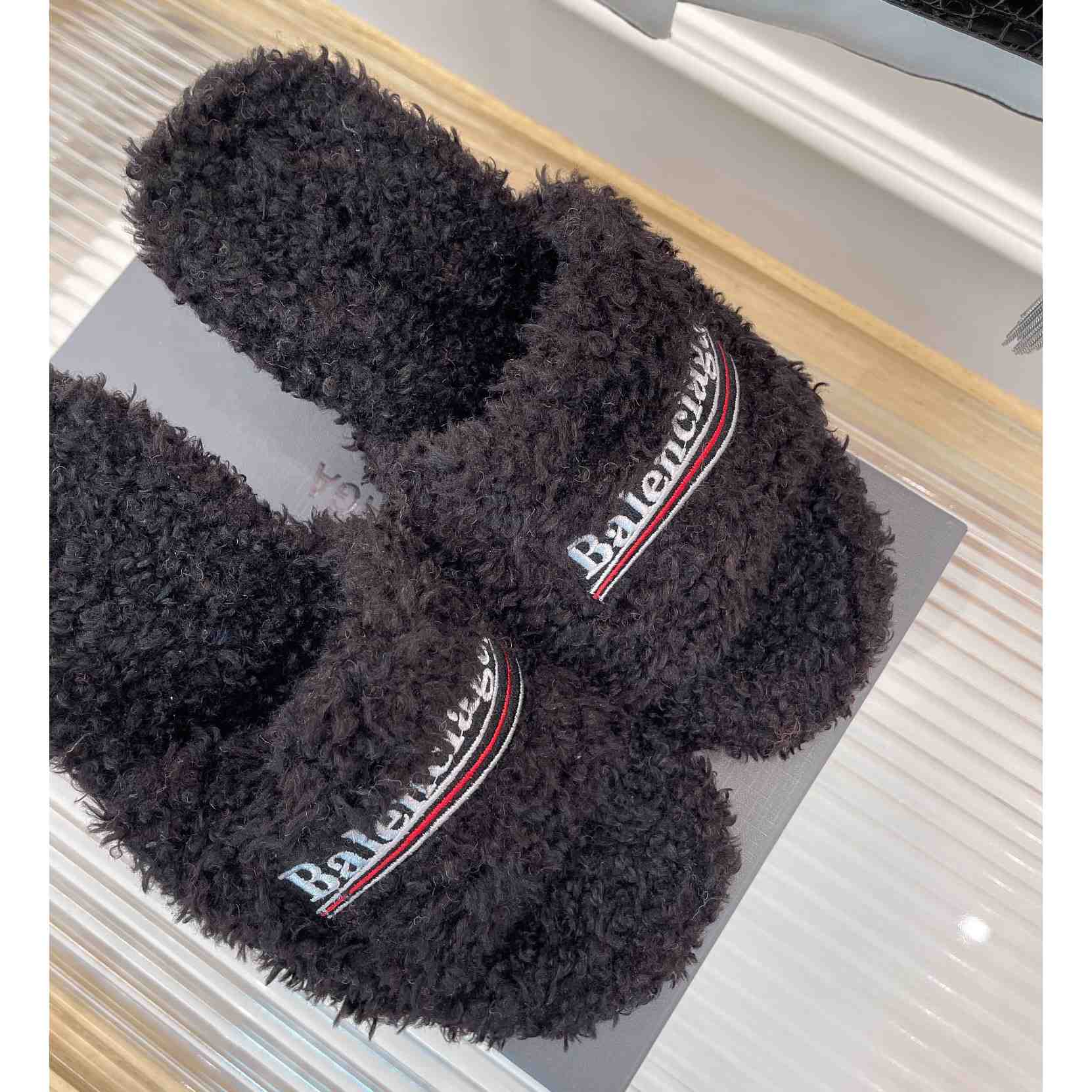 Balenciaga Furry Sandals - FashionPlug