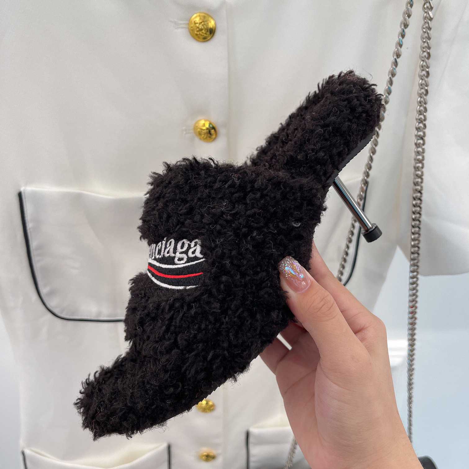 Balenciaga Furry Sandals - FashionPlug