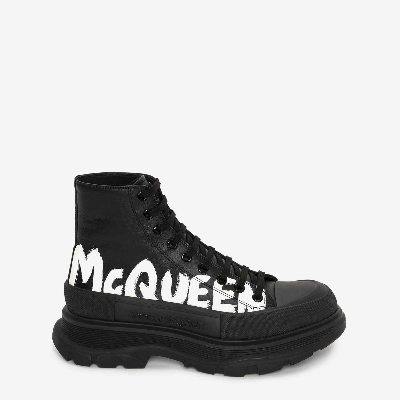 Alexander Mqueen Tread Slick Boot In Black/White - FashionPlug